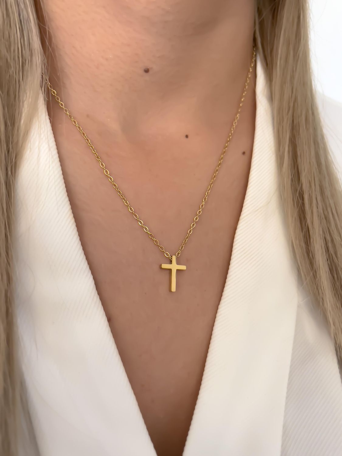Collar cruz mini /acero dorado 