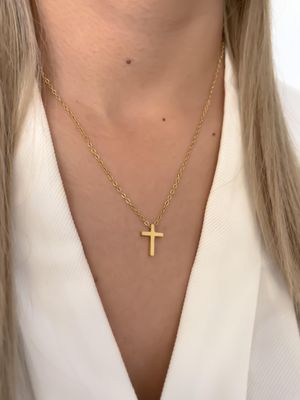 Collar cruz mini /acero dorado 