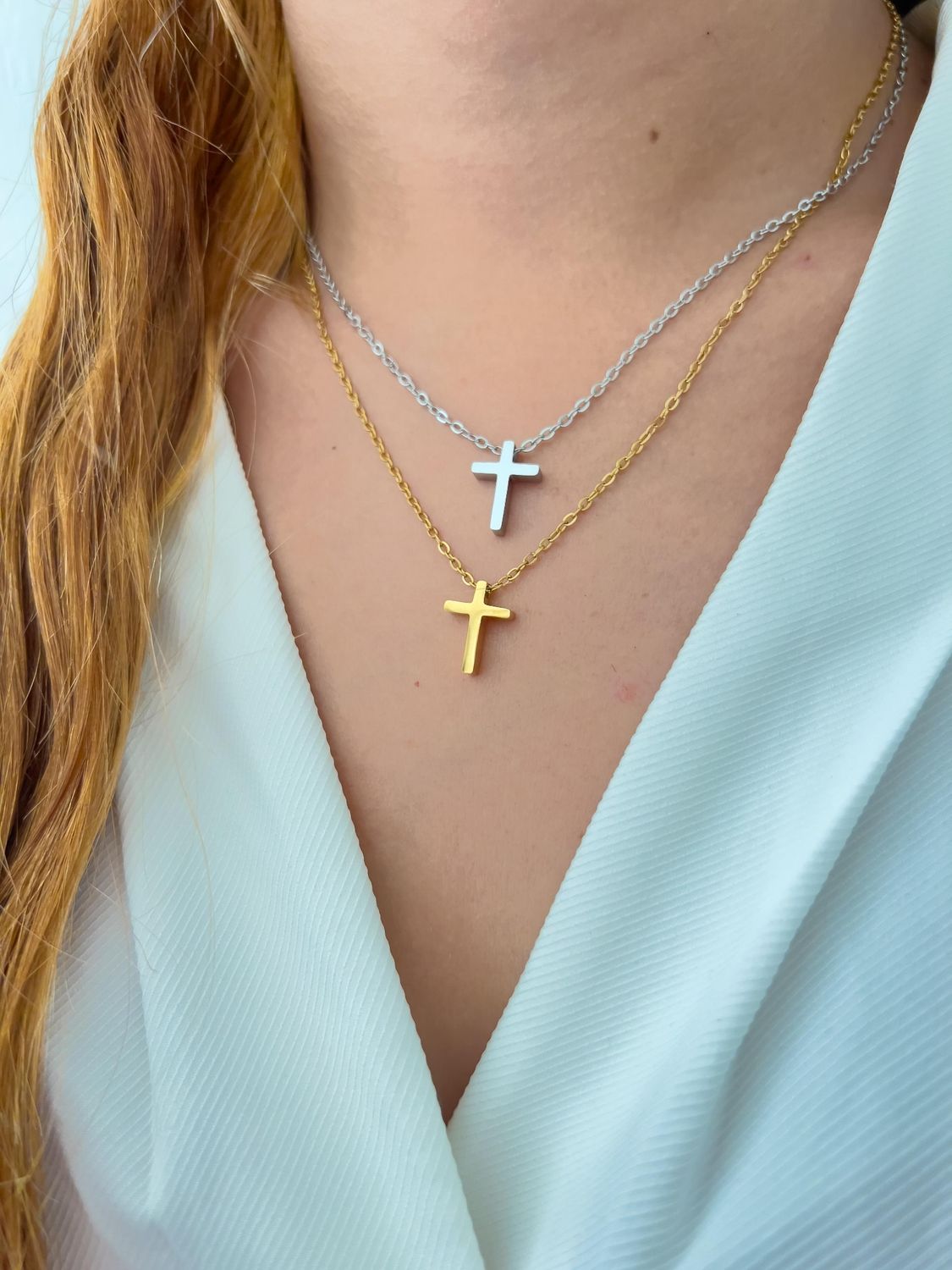 Collares con cruz mini transversal 