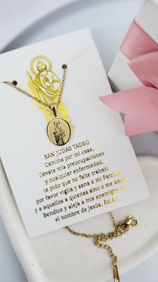 Cadena / medalla ovalo San Judas Tadeo / acero