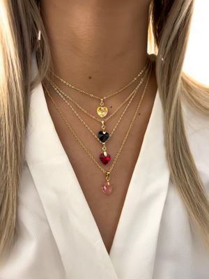 Collares dije corazón swarovski/ chapa de oro 