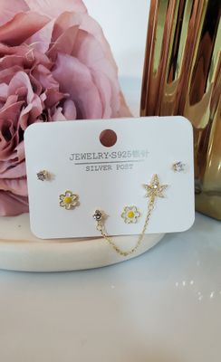 Set de broqueles margaritas / chapa de oro