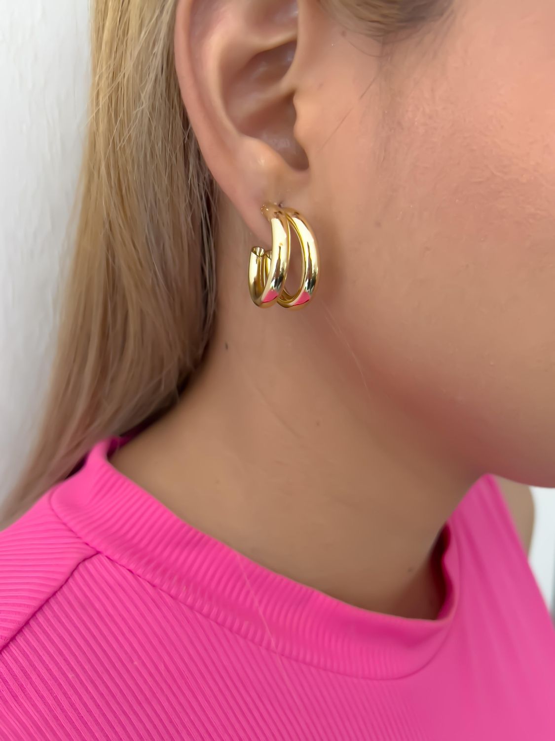 Arracadas doble tubo / chapa de oro