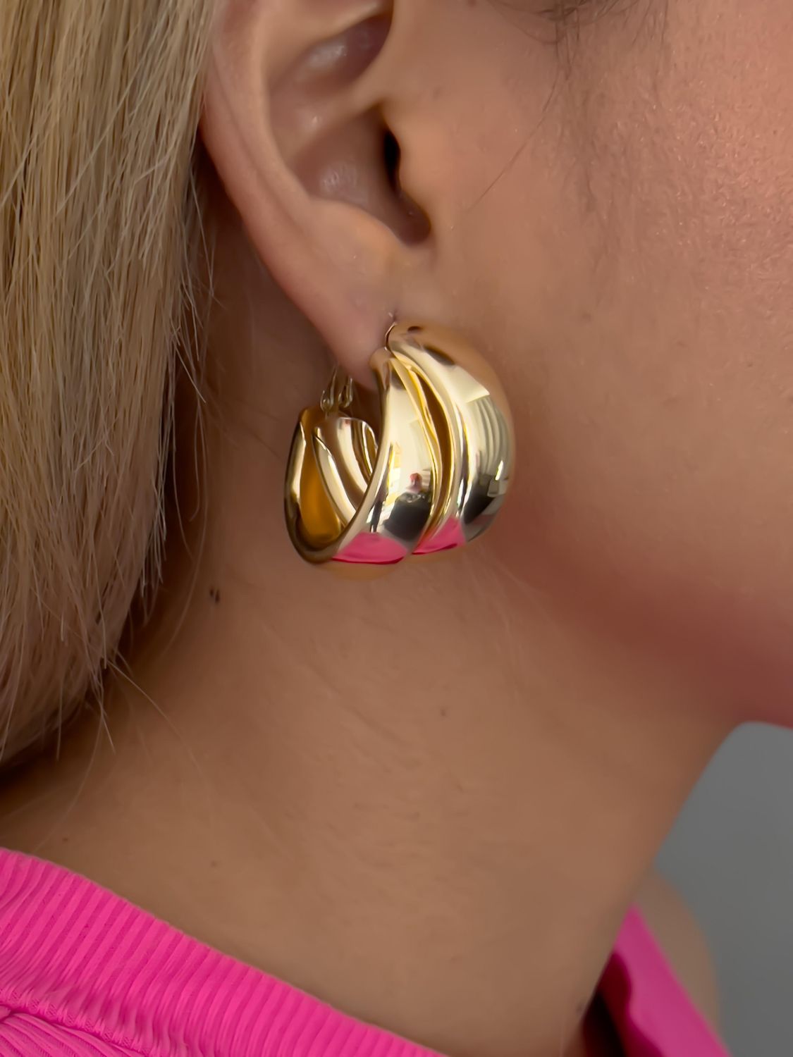 Arracadas chunky doble / chapa de oro