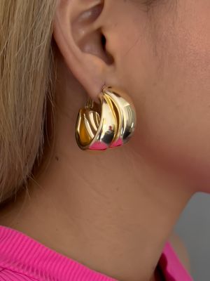 Arracadas chunky doble / chapa de oro