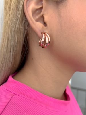 Arracadas doble tubo / chapa de oro rosa 