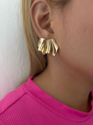 Arracadas chunky tipo abanico / chapa de oro