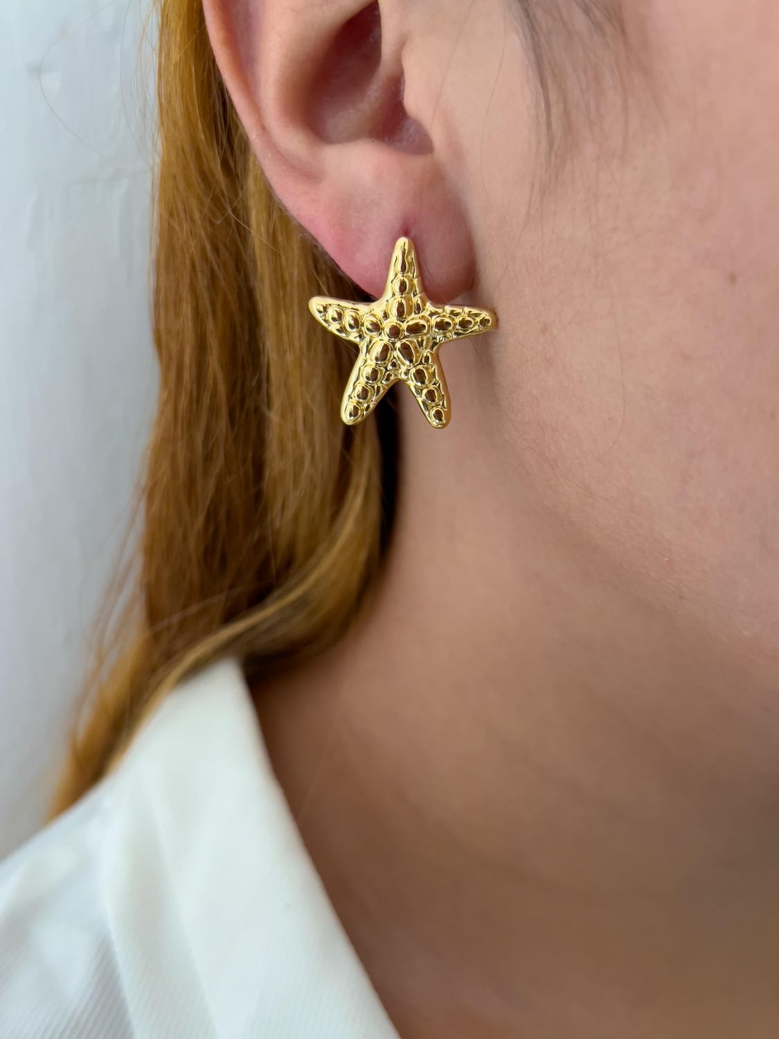 Aretes estrella de mar / acero inoxidable 