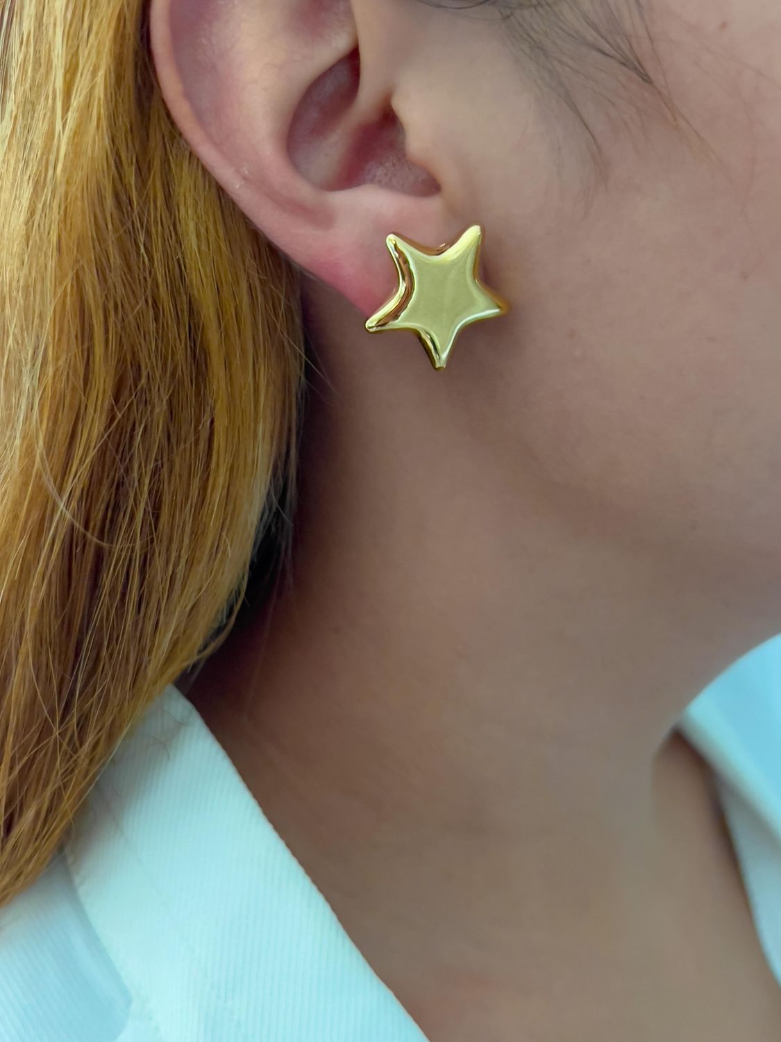 Aretes de estrella lisa 3D / acero inoxidable 
