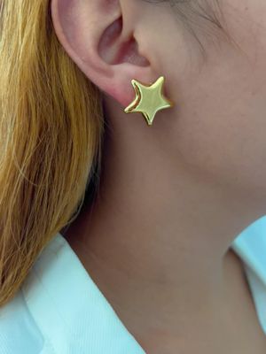 Aretes de estrella lisa 3D / acero inoxidable 