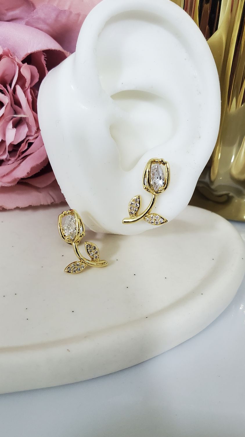 Broqueles de tulipan/ chapa de oro 