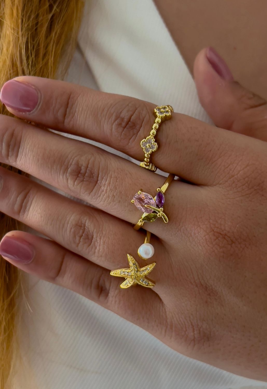 Anillos ajustables / chapa de oro