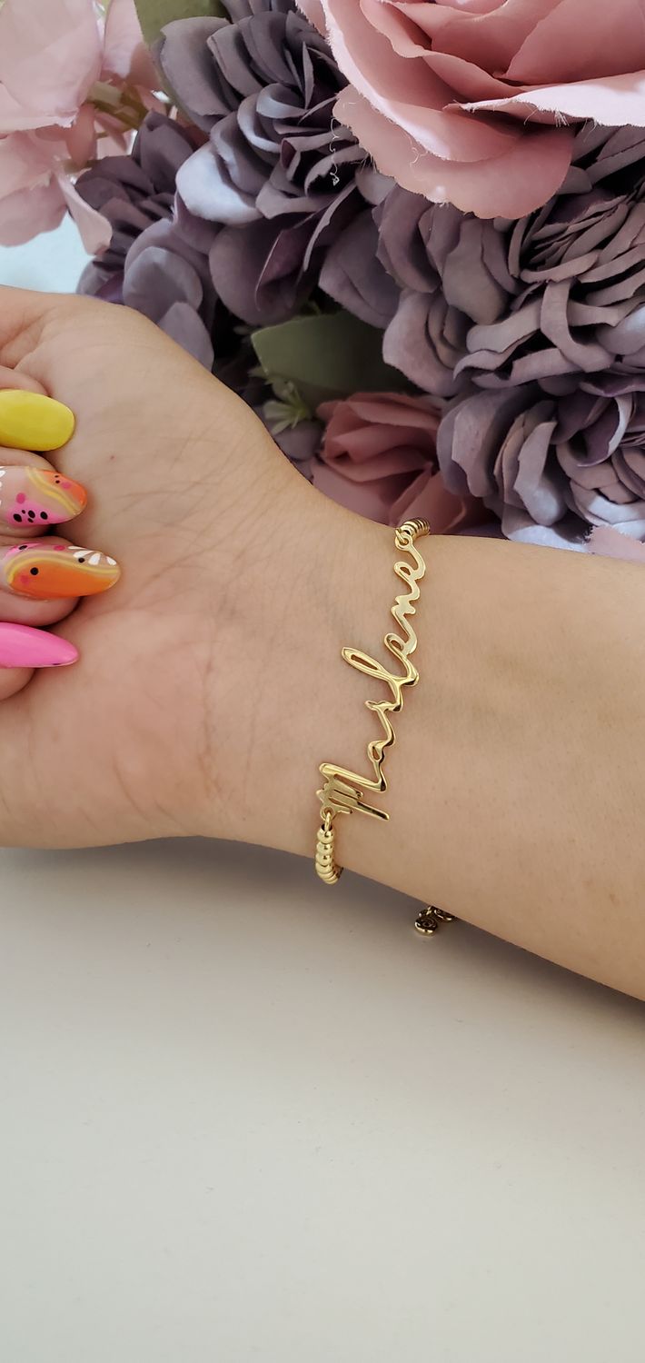 Pulsera ajustable con nombre tipo firma 