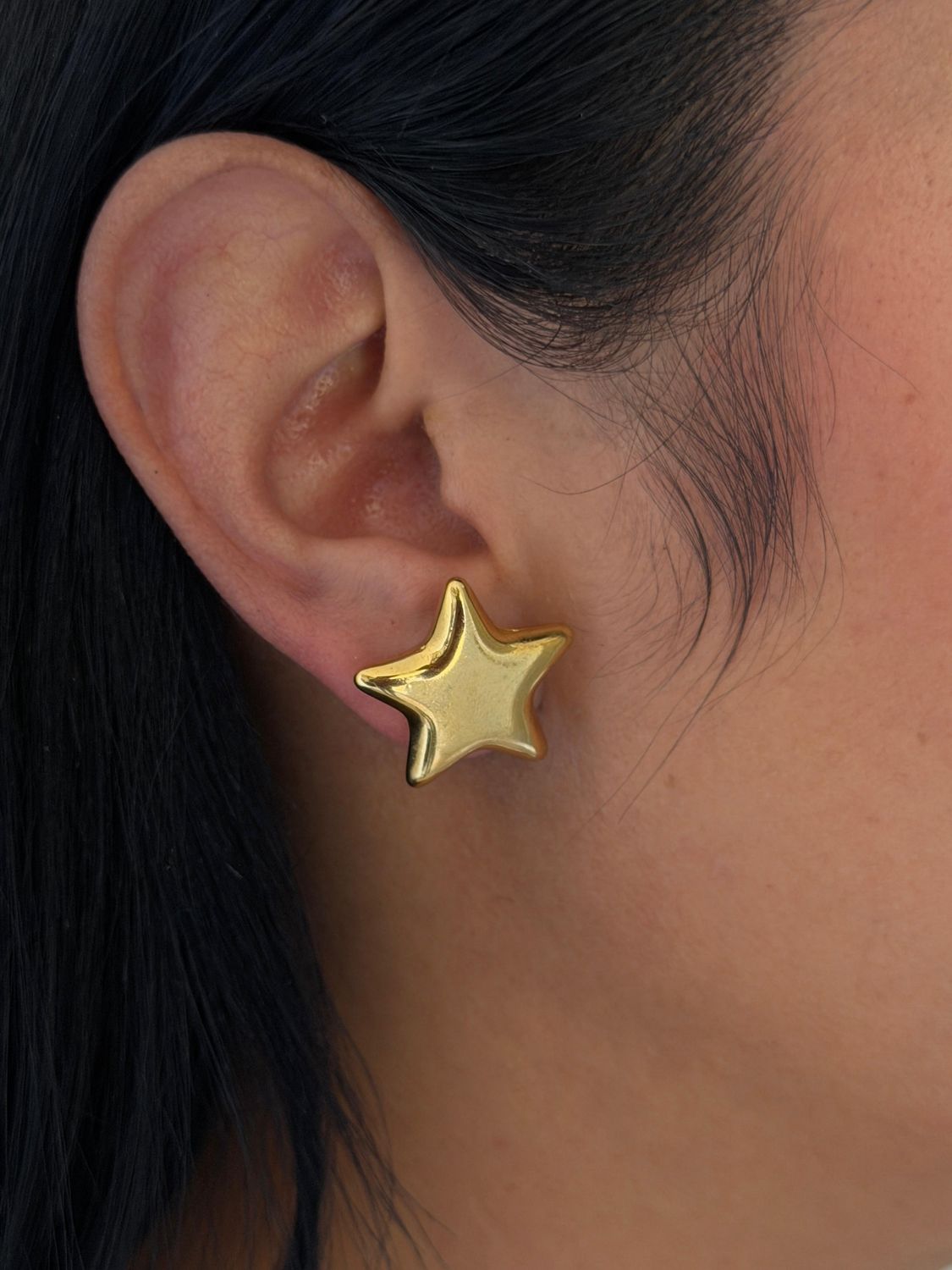 Aretes de estrella lisa 3D / acero inoxidable 