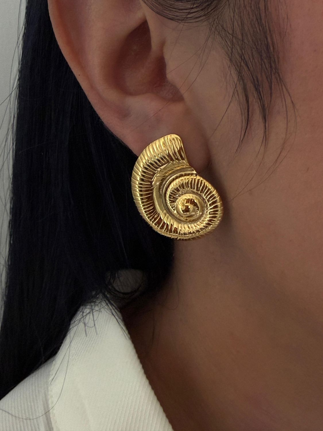 Arracadas caracol grande / acero inoxidable 