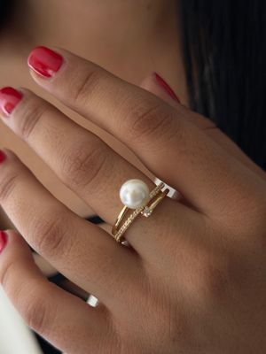 Anillo perlita chapa de oro