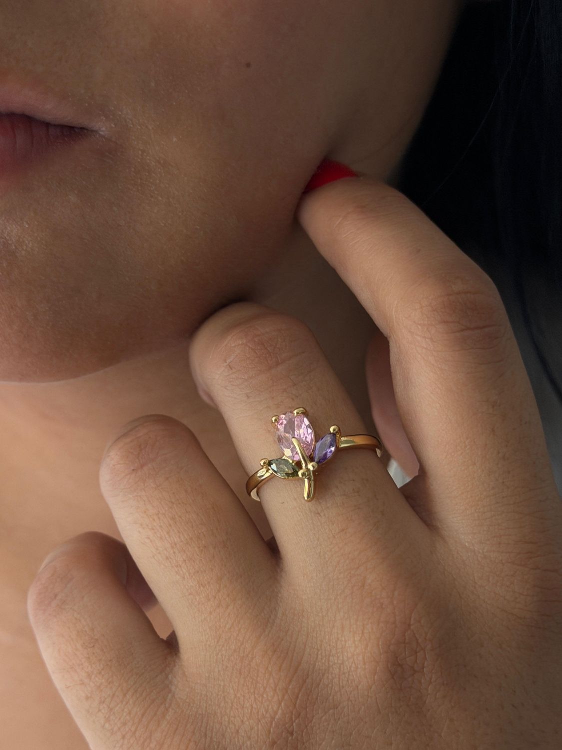 Anillo tulipan,  chapa de oro