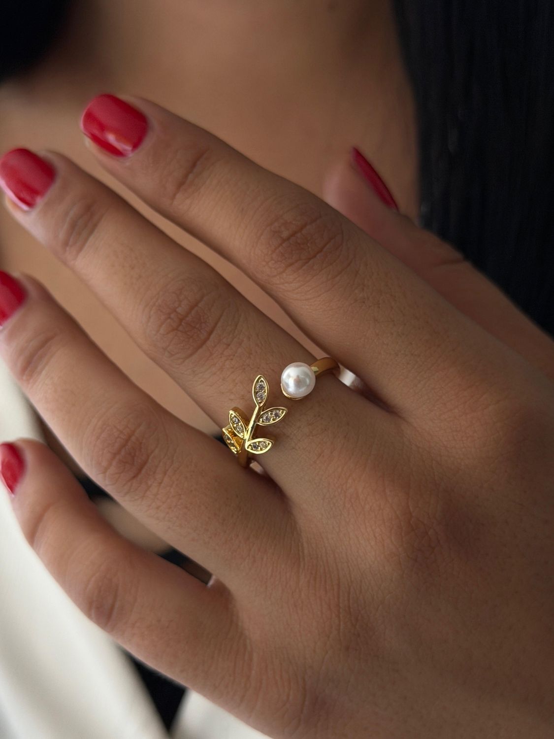 Anillo hojitas chapa de oro