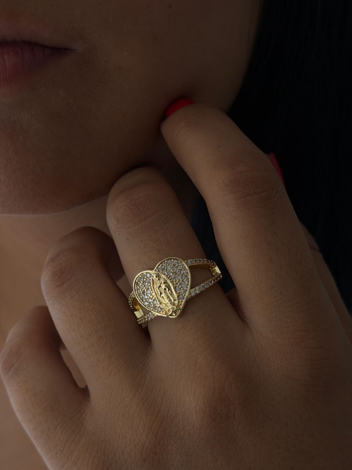 Anillo virgen de Gpe , chapa de oro 