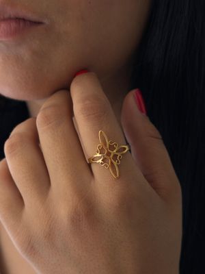 Anillo nudo de bruja , acero dorado 