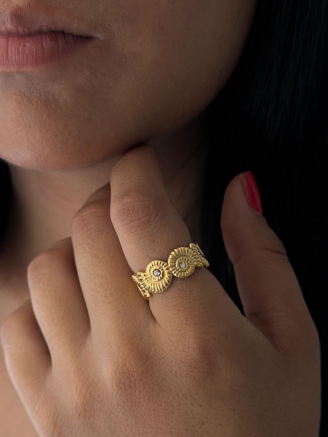 Anillo caracoles , acero 