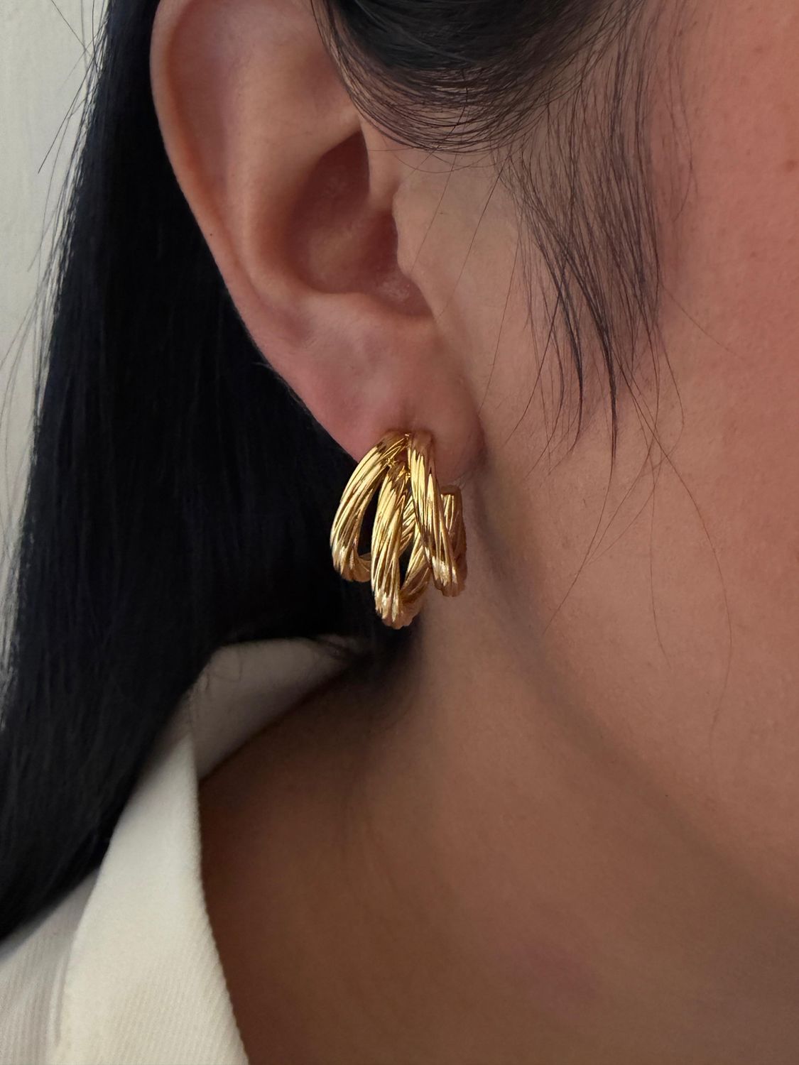 Arracadas triple tubo,  acero inoxidable 