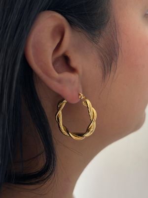 Arracadas entrelazadas grandes , acero inoxidable 