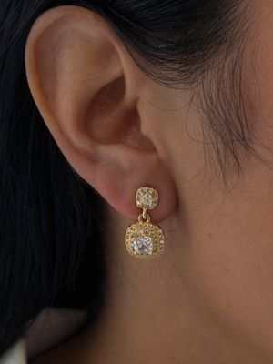 Aretes colgante cuadro , chapa de oro 