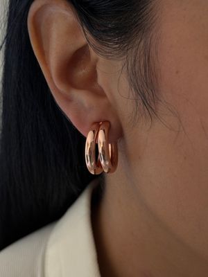 Arracadas doble tubo , chapa de oro rosa