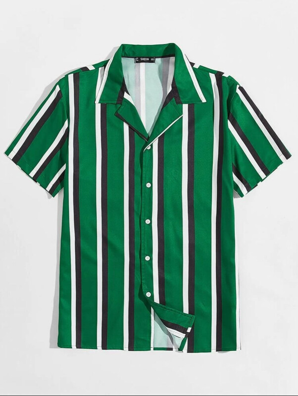 Chemise rayée à col cranté pour homme