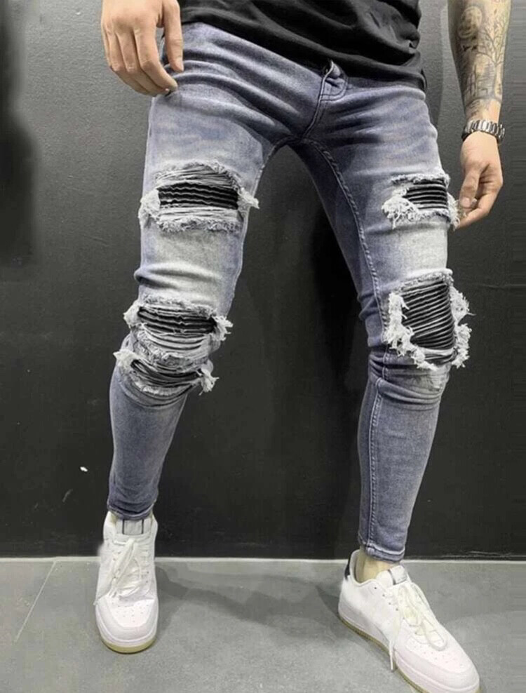 Jean skinny froncé déchiré