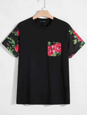 T-shirt à imprimé floral avec poche
