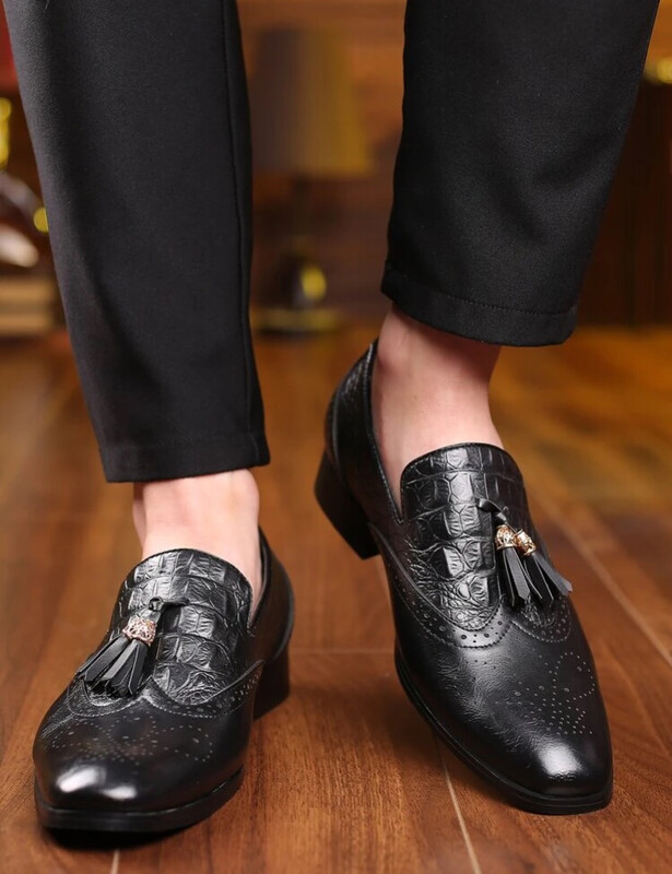 Chaussures habillées pour hommes en crocodile à franges