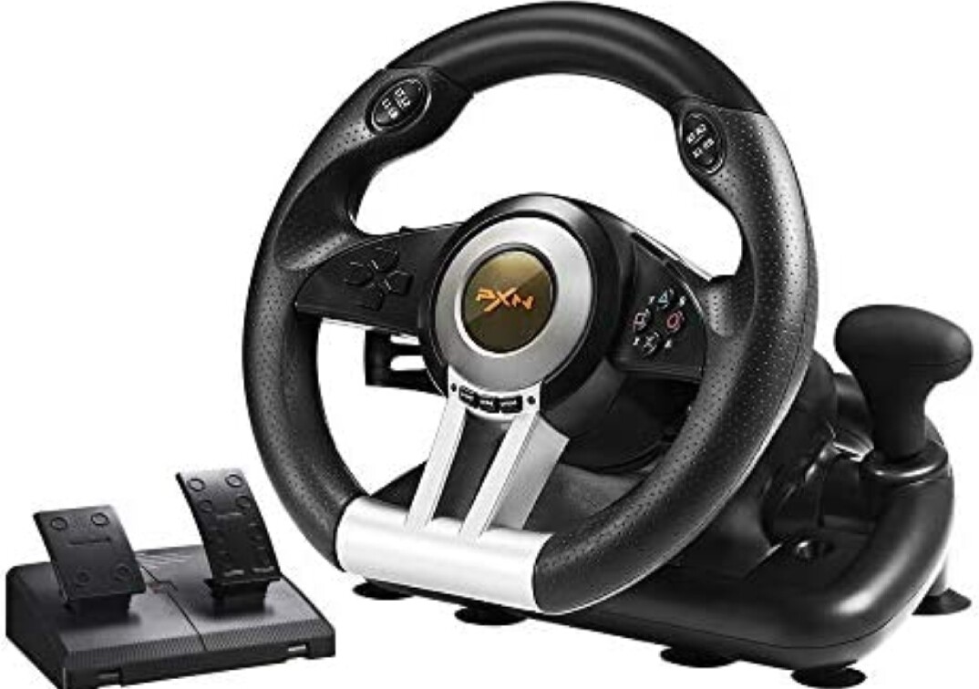 Volant de course PC, PXN V3II volant universel de course Sim de voiture Usb  à 180 degrés avec pédales pour PS3, PS4, Xbox One, Nintendo Switch