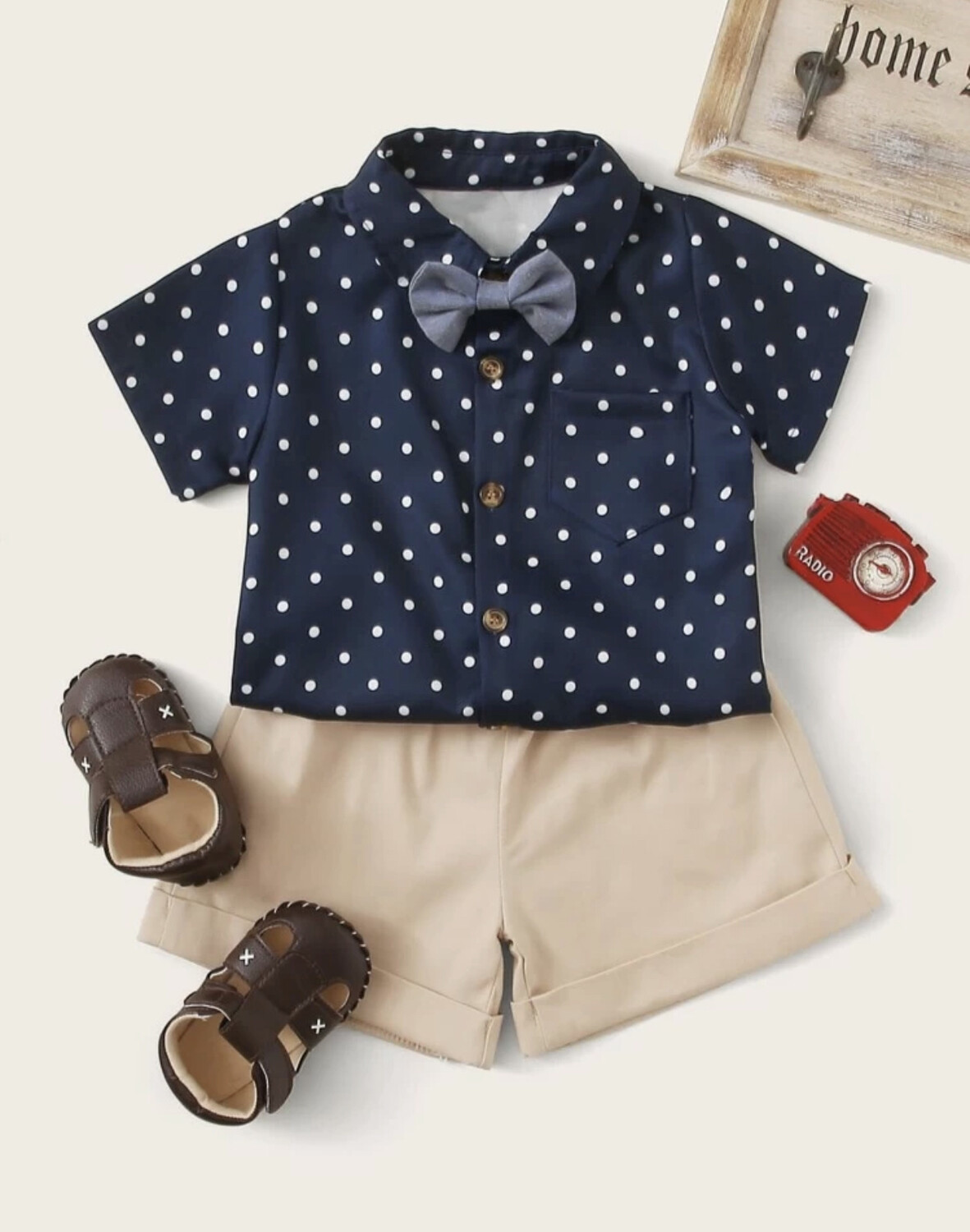 Chemise et short à pois pour bébé garçon