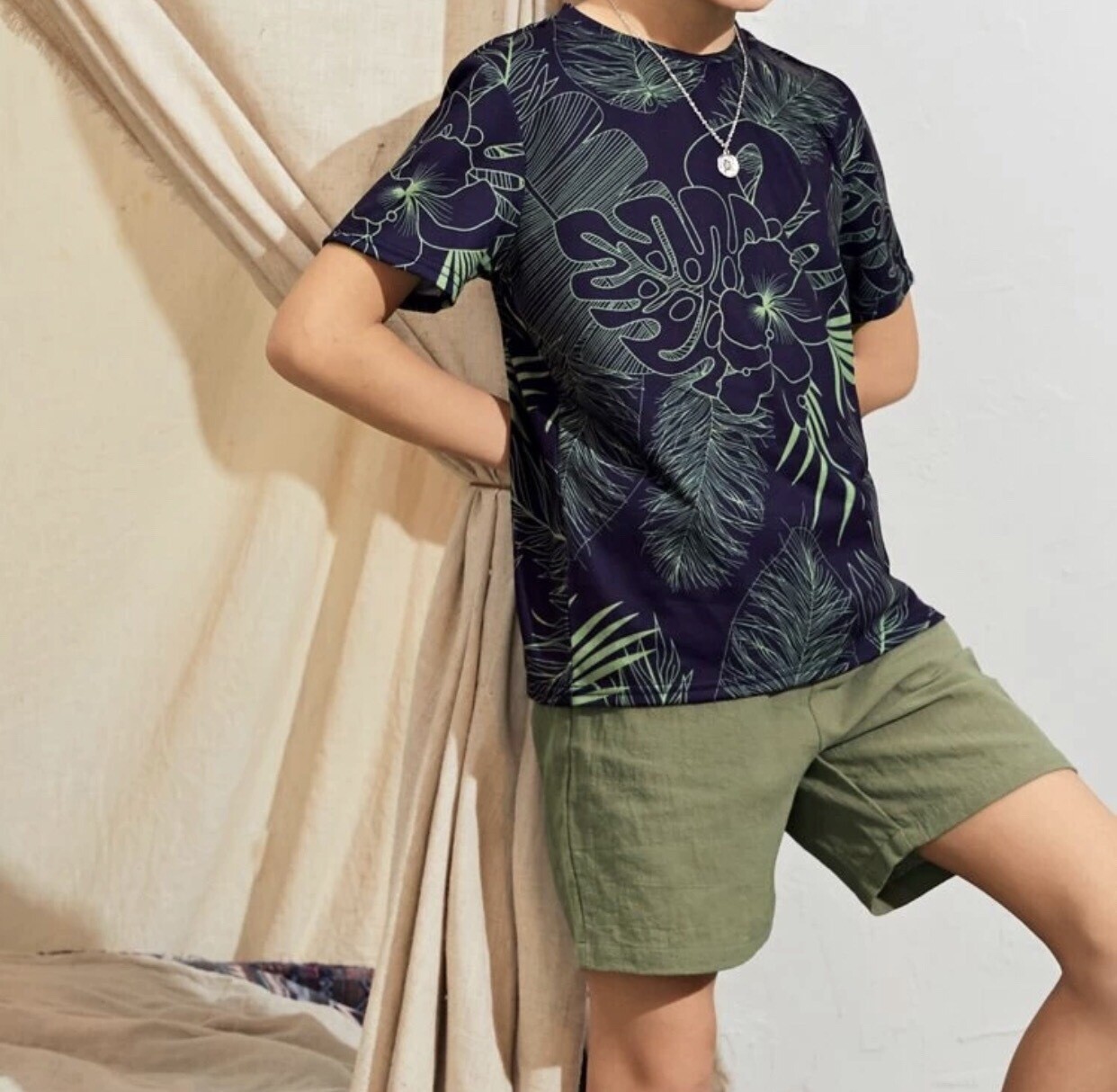 Ensemble top et short à imprimé tropical pour garçon