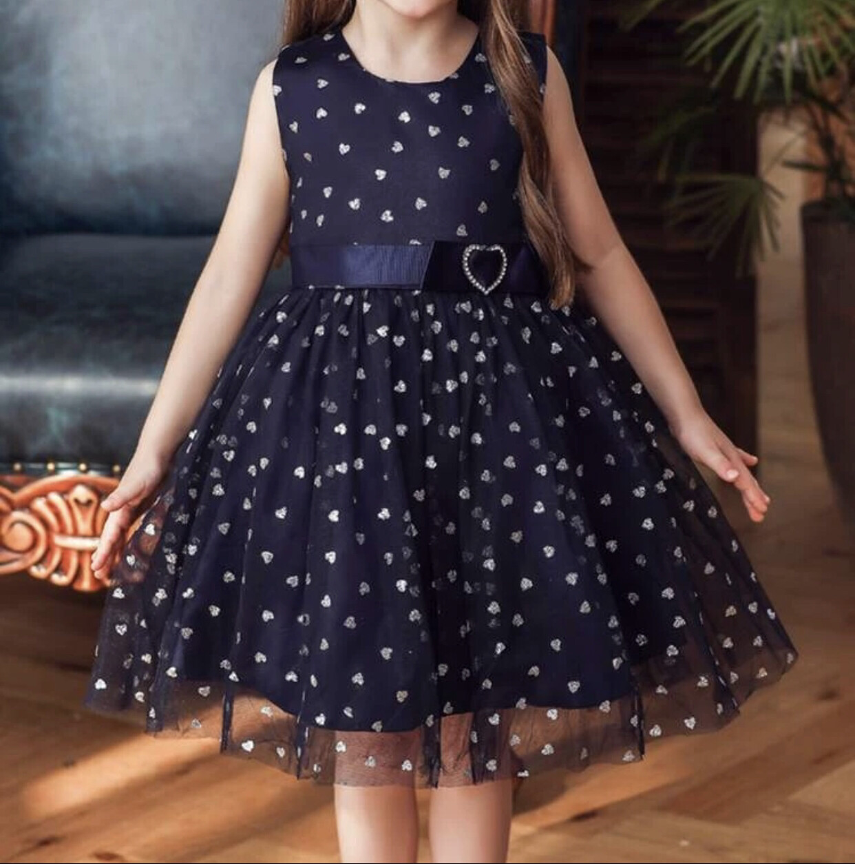 Robe de soirée à nouer au dos à paillettes pour petites filles