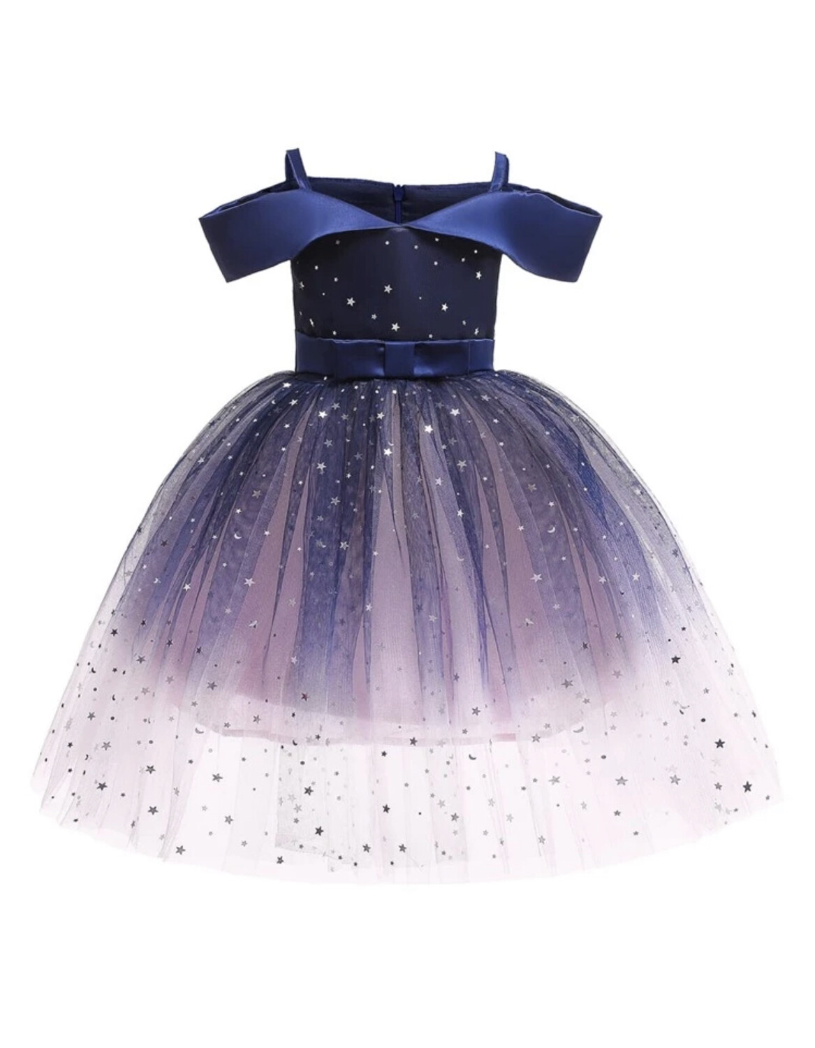 Robe de soirée en maille à sequins galaxie pour toute-petite fille
