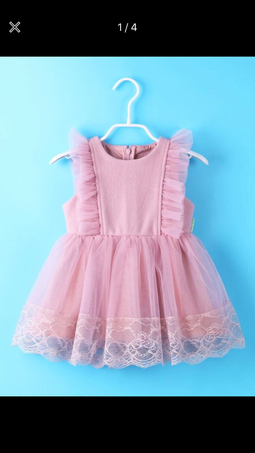 Robe babydoll à volants en maille contrastante pour toute-petite fille