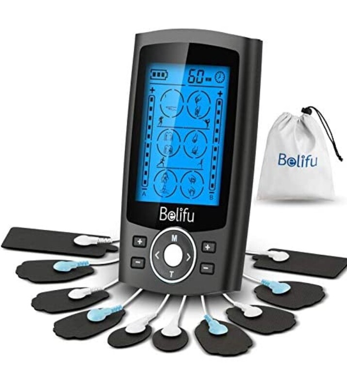 Belifu Dual Channel TENS EMS Unit 24 Modes Muscle Stimulator for Pain Relief Therapy