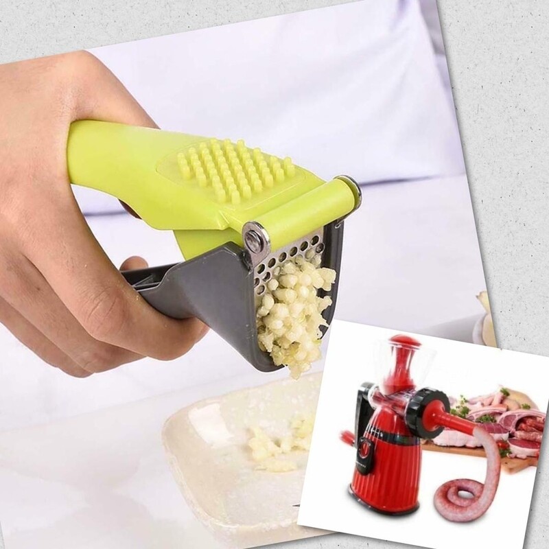 Combo moulin à viande et presse ail en acier inoxydable