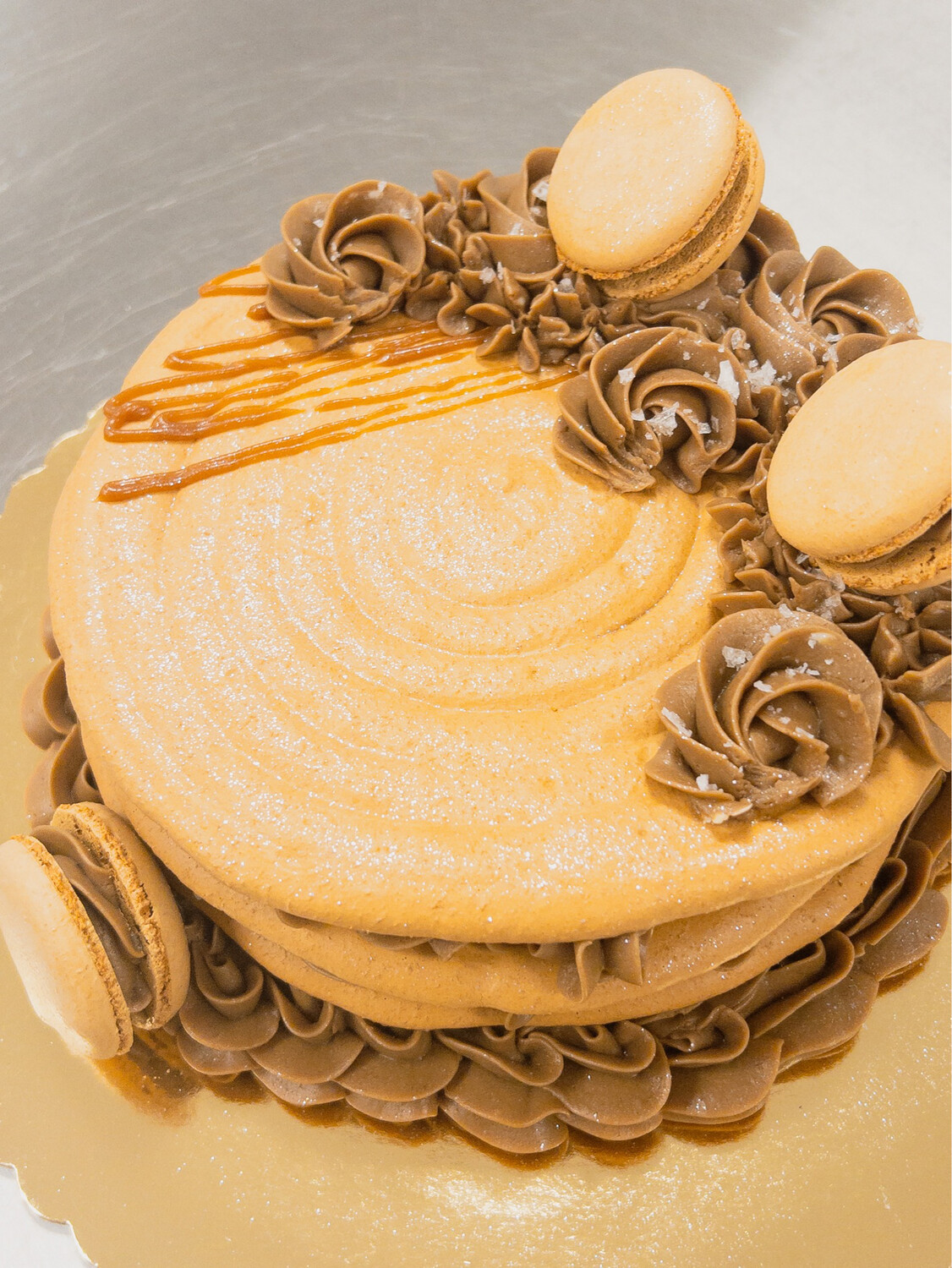 8&quot; Macaron Cake - Salted Caramel (serves 8-10) Camp Hill Pick Up