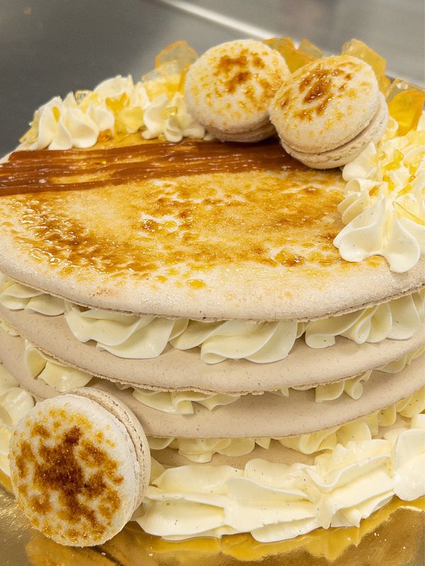 6” Macaron Cake - Creme Brulee (serves 6-8) Palmyra Pick Up