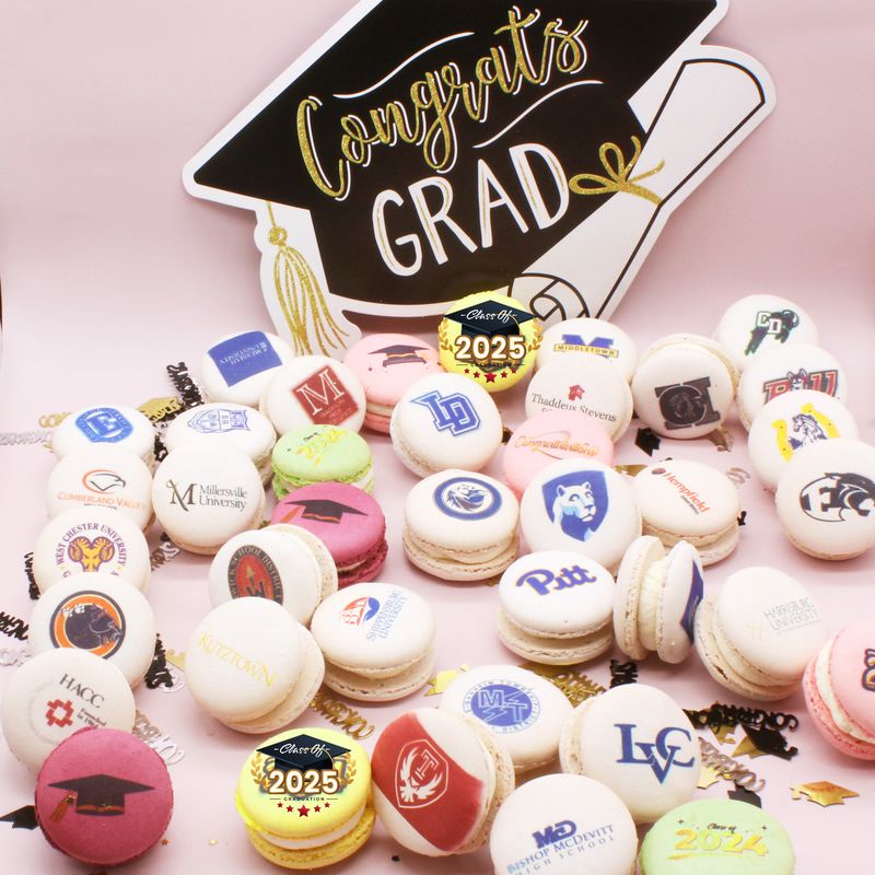 60 Count Macaron party tray - Graduation