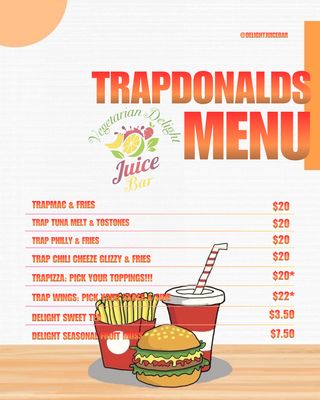 Trapdonalds Menu