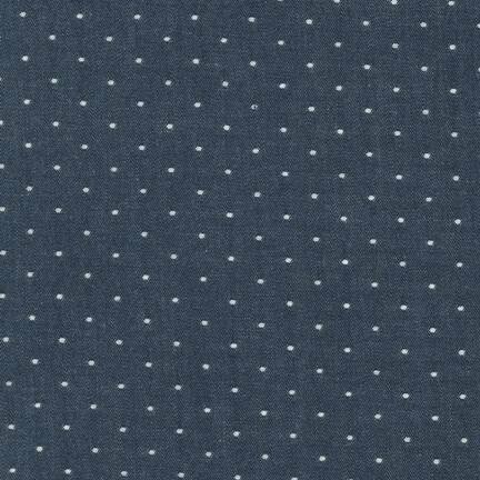 Cotton Chambray Dots - indigo