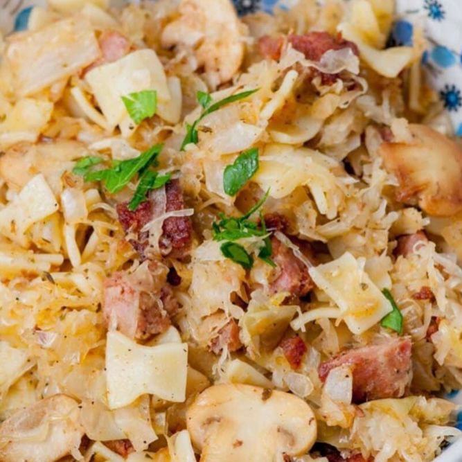Polish Noodles With Sauerkraut & Kielbasa