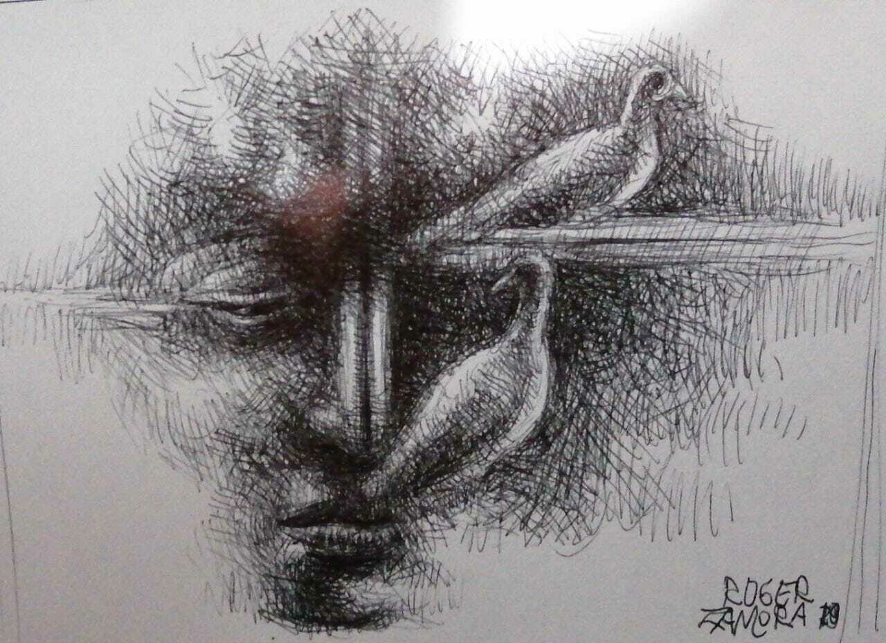 Dibujo en técnica mixta.
