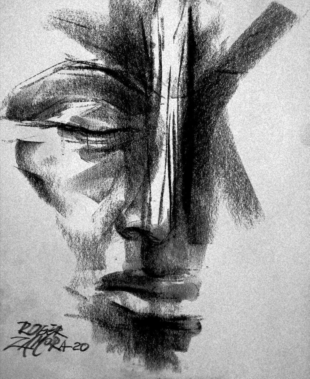 Dibujo en técnica mixta.