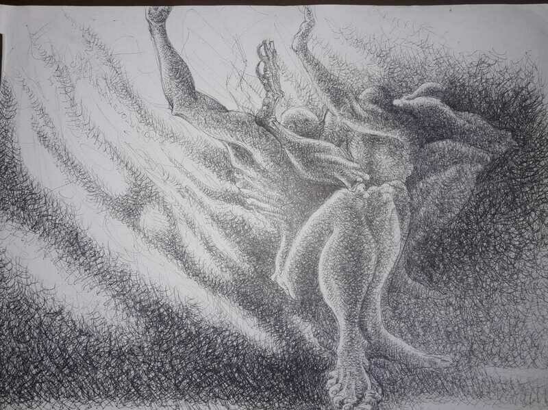 ​Dibujo en carbón natural, grafito y técnica mixta.​​